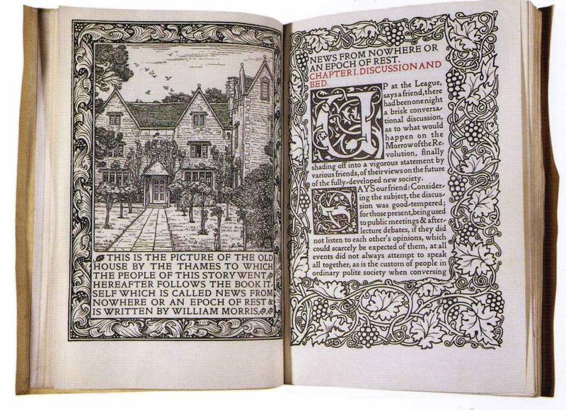 A drawing of Kelmscott Manor in the Kelmscott Press edition of ''News From Nowhere'' by William Morris